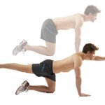 Quadruped with alternate arm and leg raise